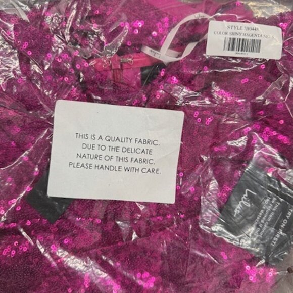 NWT Lulus Dancefloor Diva Magenta Sequin Strapless Skort Romper (size S) - Picture 5 of 10